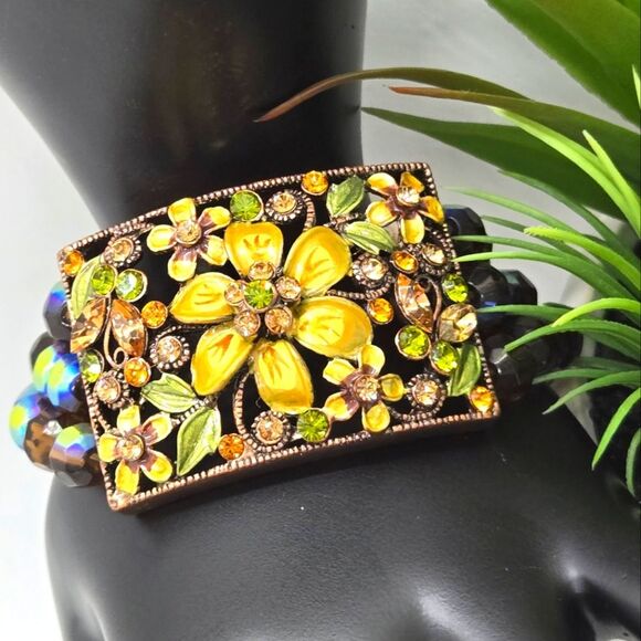 Joan Rivers Jewelry - Joan Rivers Enamel Crystal stretch Bracelet 3 Strand